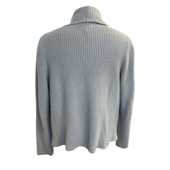 Charter Club Cardigan Open Front Shawl Collar Sz. L Metallic Threads Lt. Blue - Picture 7 of 13